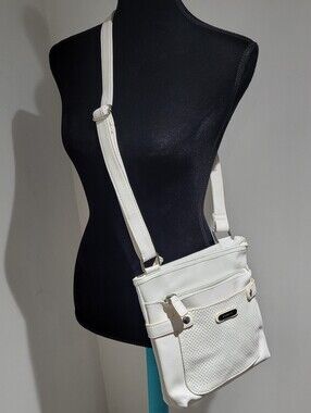 Rosetti Women's Faux-Leather Slim-Profile Zippered Crossbody Shoulder Bag White